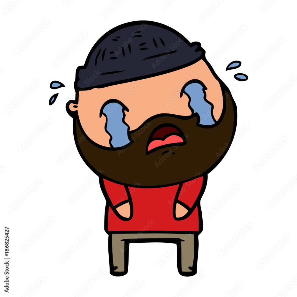 cartoon bearded man crying