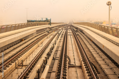 View of the Dubai Metro Red Line. Dubai - UAE. 23 December 2017