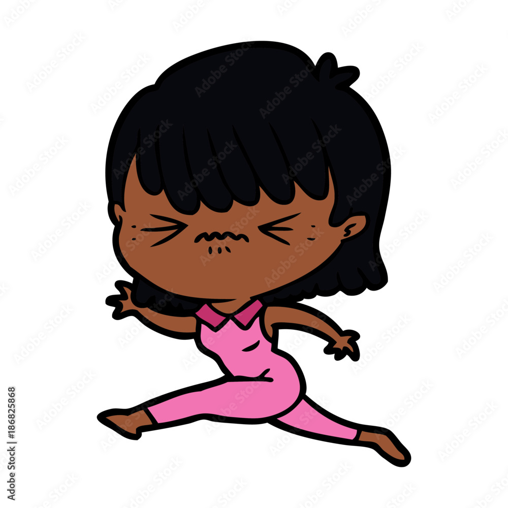 cartoon woman jumping