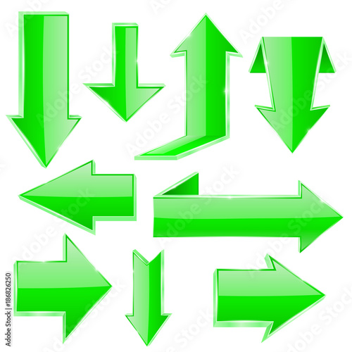 Green arrows set. Folded up and down arrows