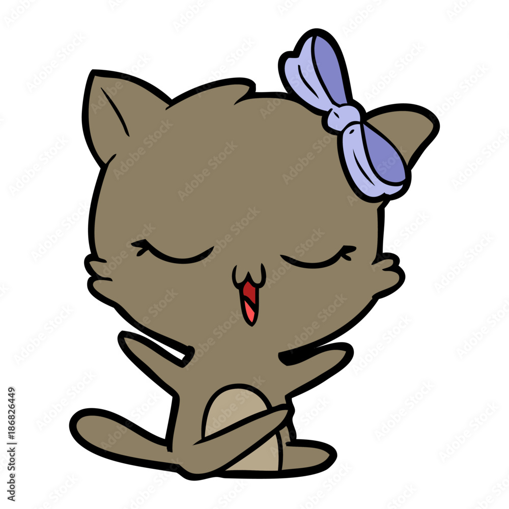 cartoon cat with bow on head