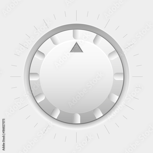 White round knob button. Volume selector