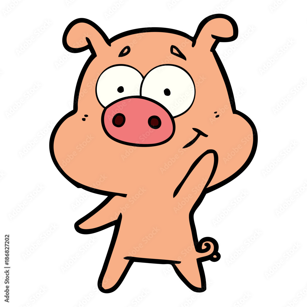 Fototapeta premium happy cartoon pig