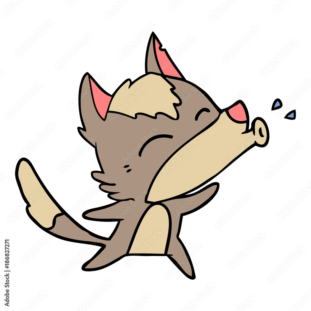 Fototapeta premium howling wolf cartoon