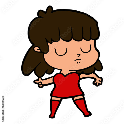cartoon indifferent woman