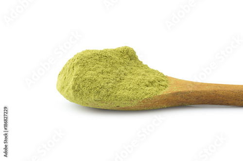 matcha powder green tea isolated on a white background