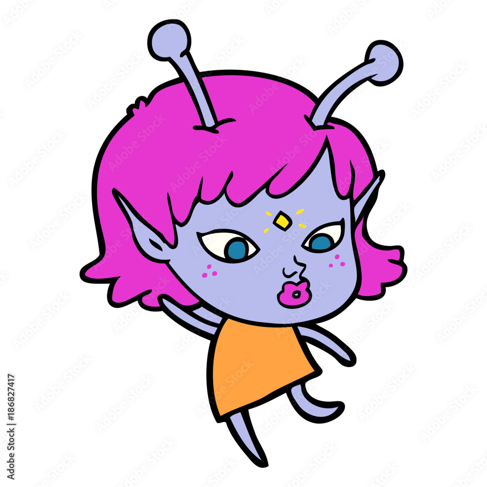 pretty cartoon alien girl dancing pretty cartoon alien girl dancing