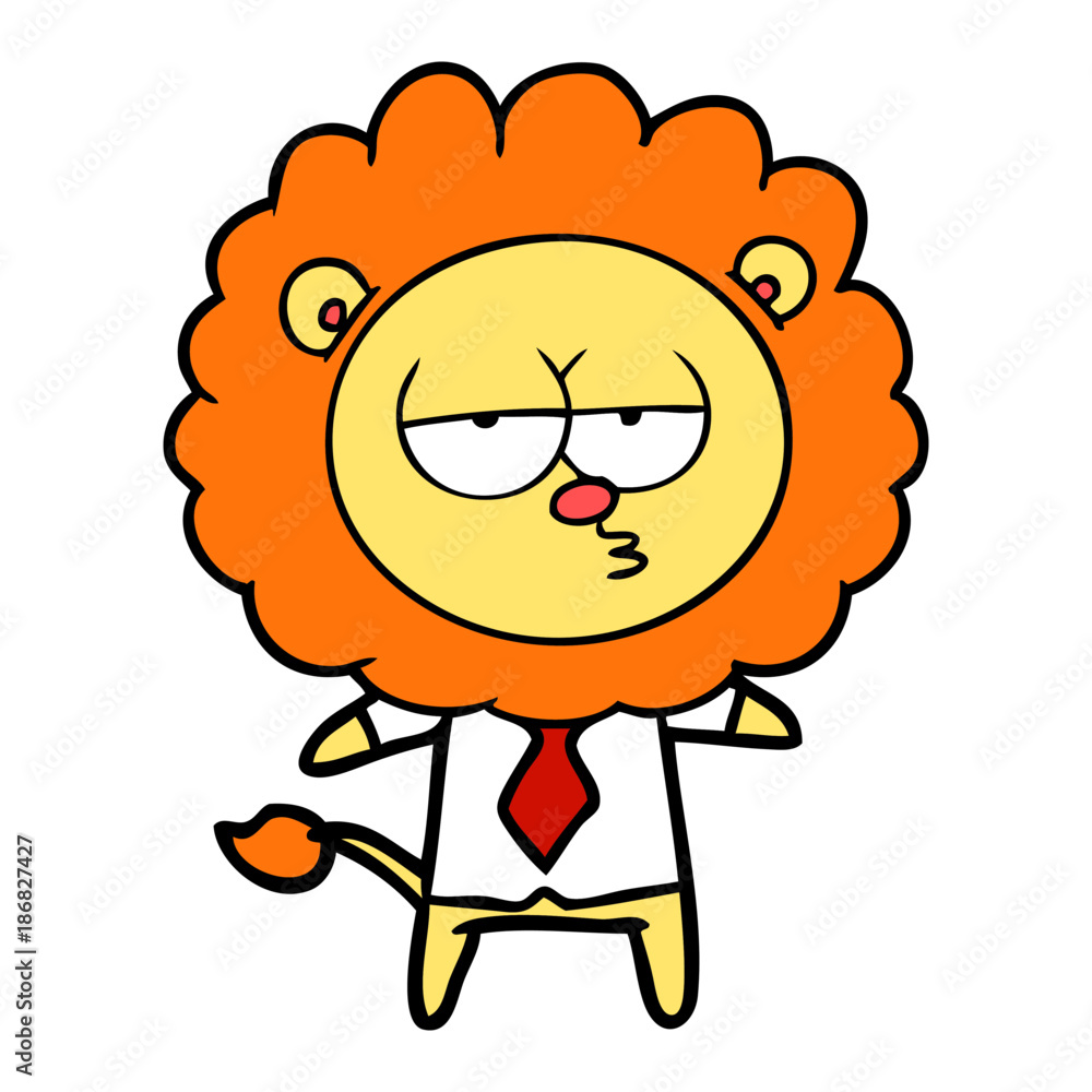 cartoon bored lion office worker cartoon bored lion office worker
