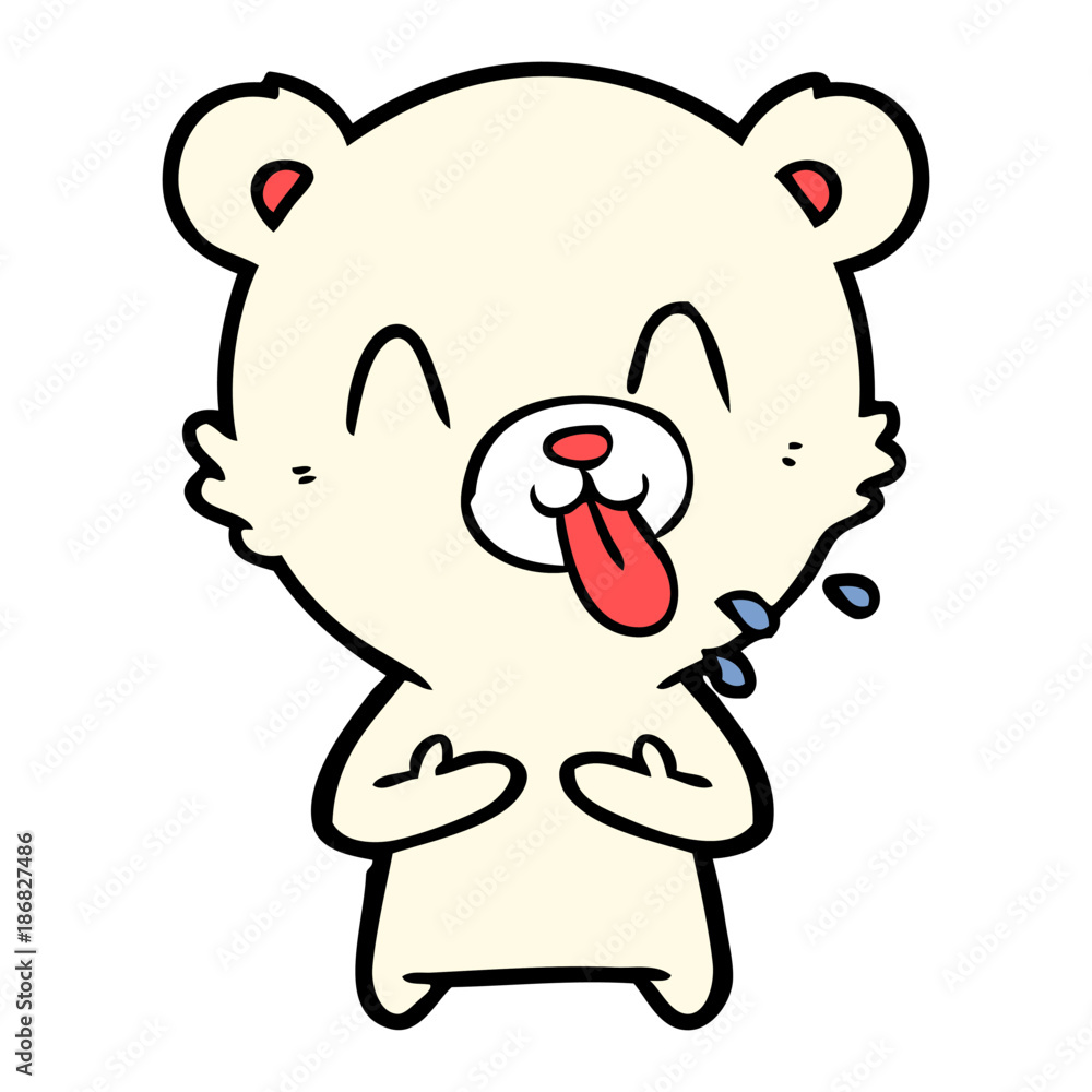 Fototapeta premium rude cartoon polar bear sticking out tongue