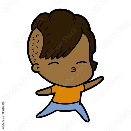 cartoon squinting girl