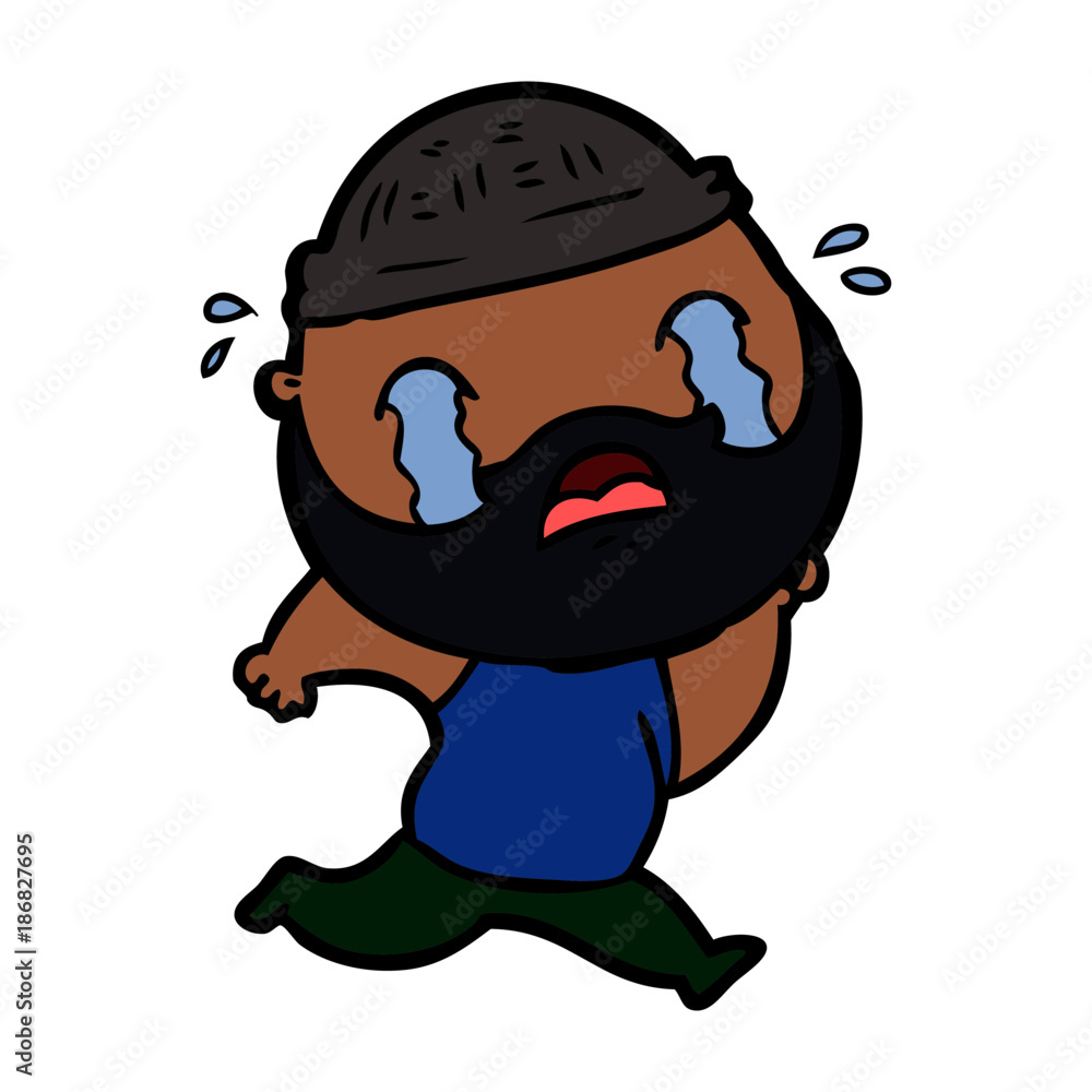 cartoon bearded man crying