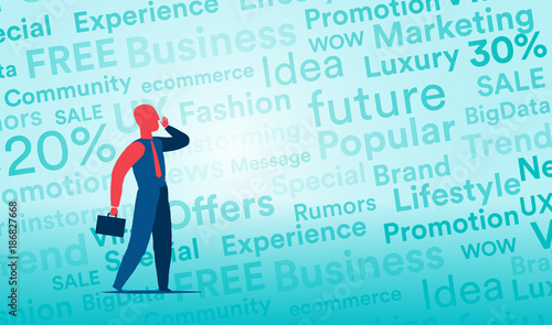 Venditore che comunica con messaggi di marketing