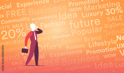 Venditore che comunica con messaggi di marketing