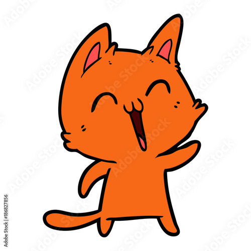 happy cartoon cat meowing