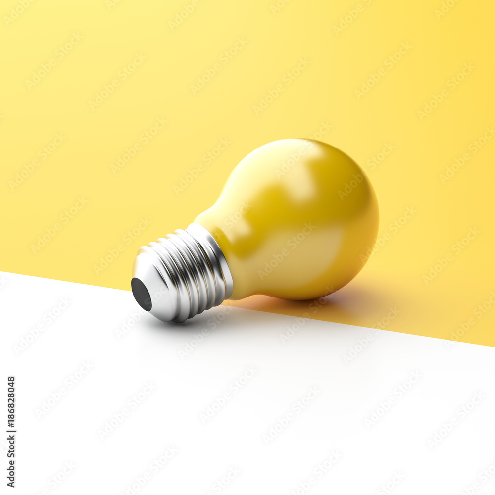 Idea Design Concept, Yellow Bulb on two tone brightness background. Idea Design Concept, Yellow Bulb on two tone brightness background.