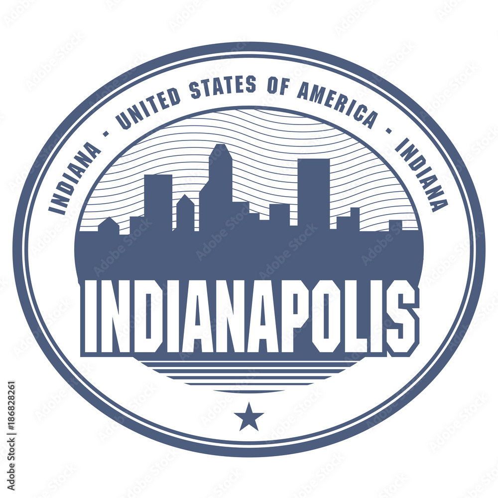 Stamp or label with name of Indianapolis, Indiana