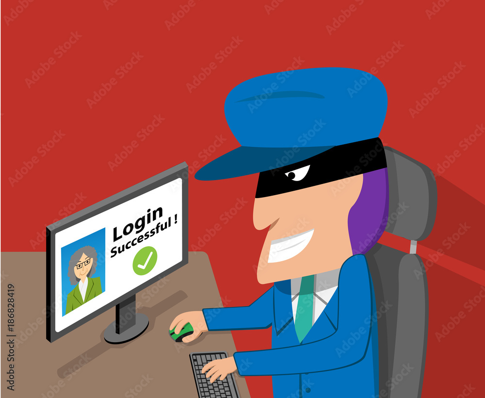 Senior woman was hacked account by hacker, vector Senior woman was hacked account by hacker, vector