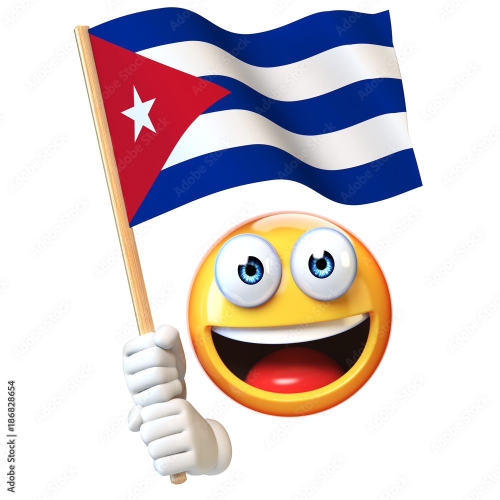 Emoji Holding Cuban Flag Emoticon Waving National Flag Of Cuba 3d Emoji Holding Cuban Flag Emoticon Waving National Flag Of Cuba 3d