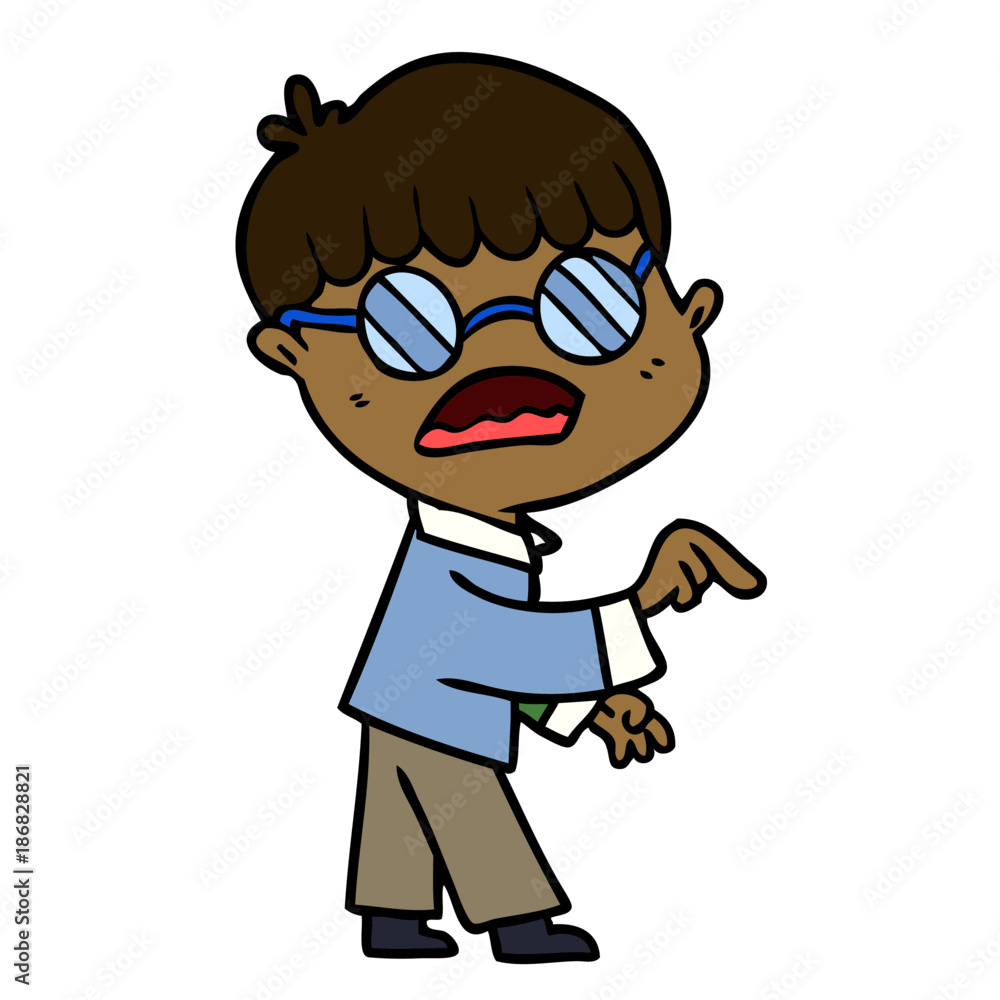 Fototapeta premium cartoon boy wearing spectacles