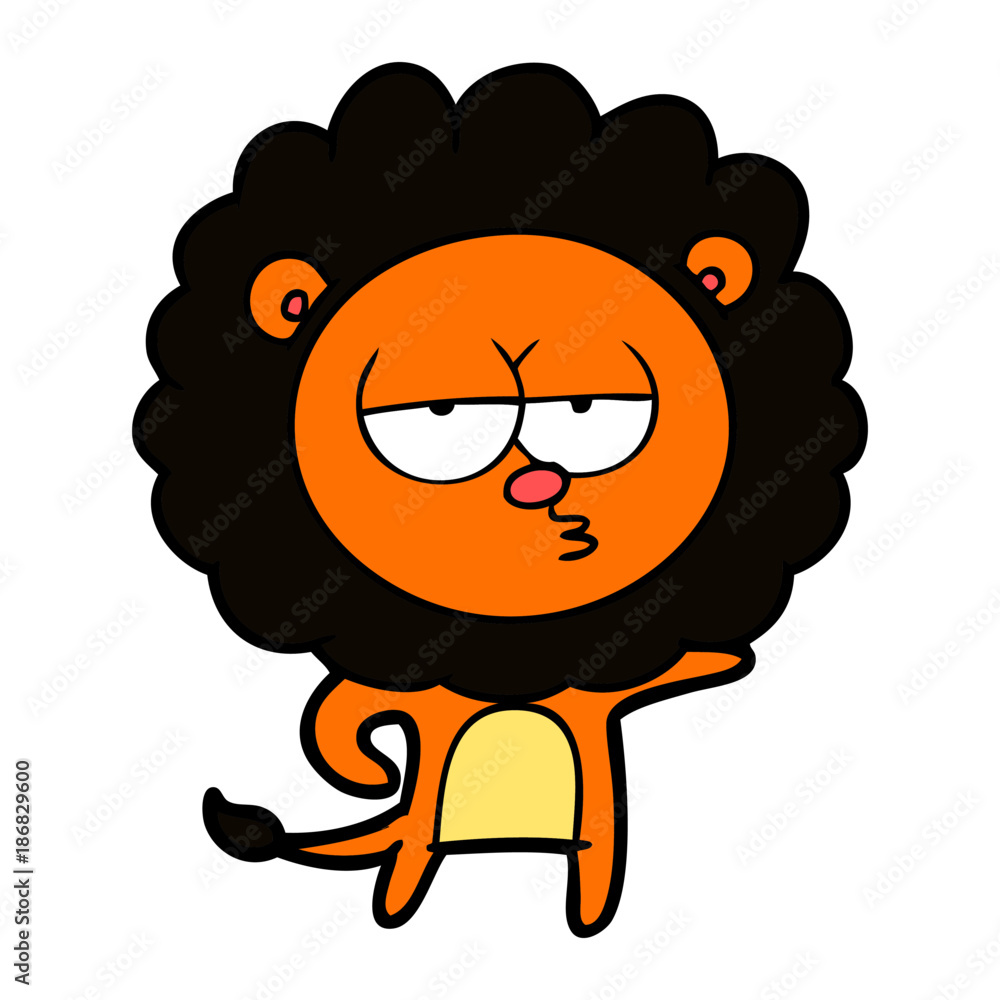 Naklejka premium cartoon bored lion