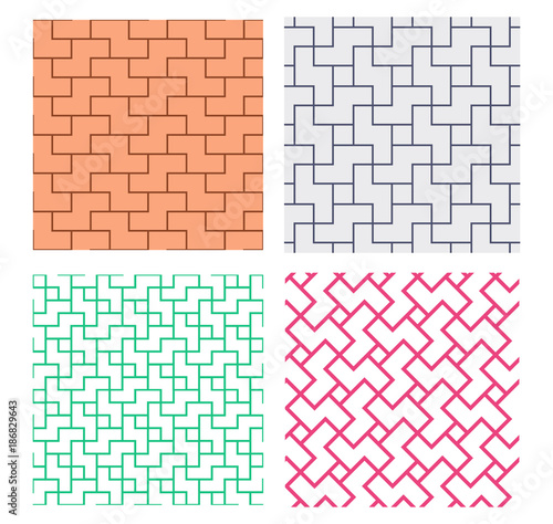 Seamless red brick pattern in asian style, vector