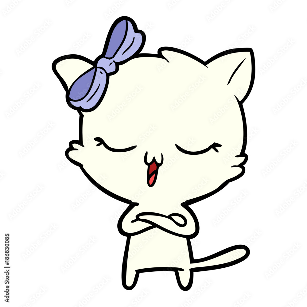 cartoon cat with bow on head cartoon cat with bow on head