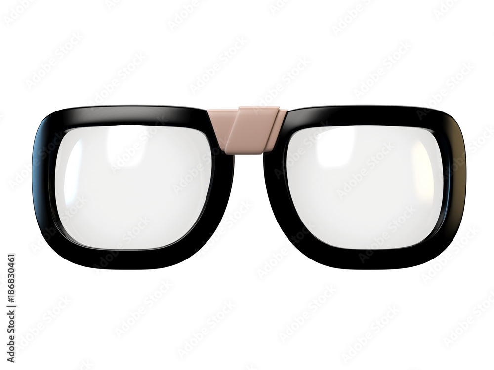 Black Nerd Eyeglasses Design Element Glasses Isolated On White Background 3d Rendering Stock
