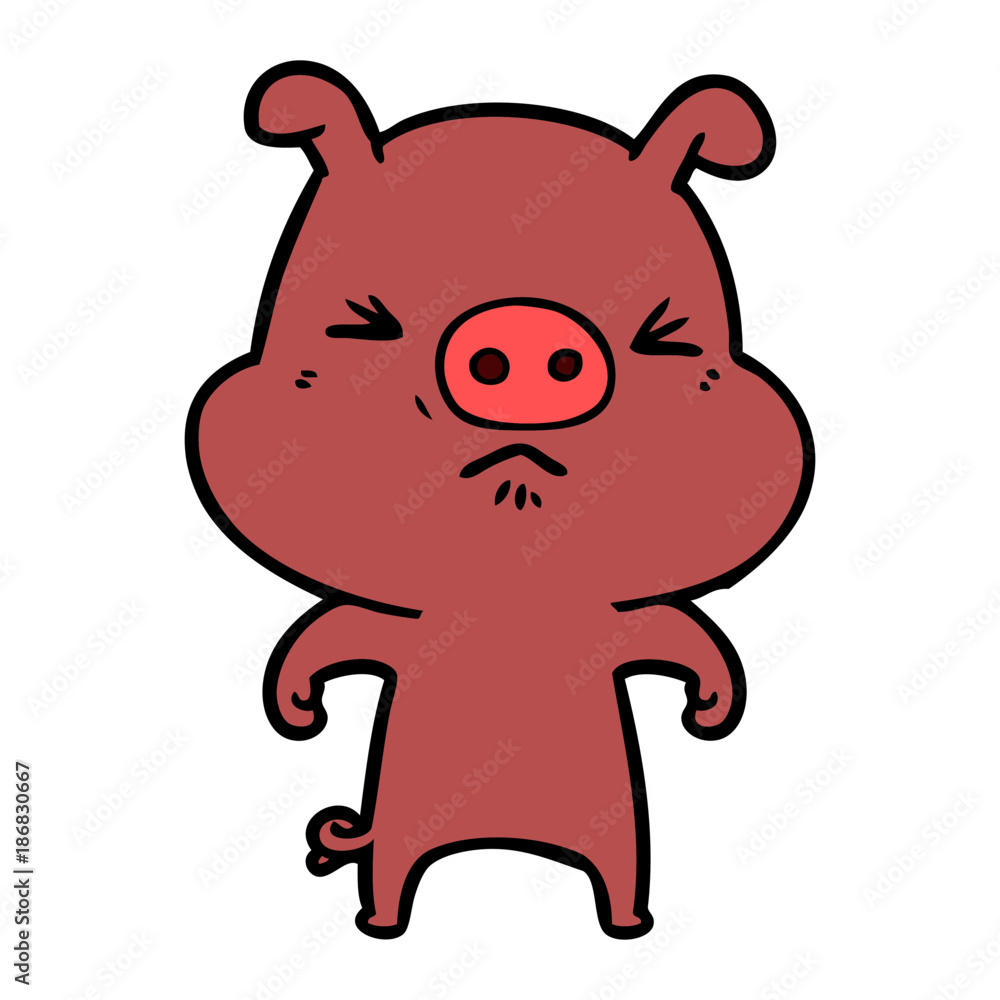 cartoon angry pig