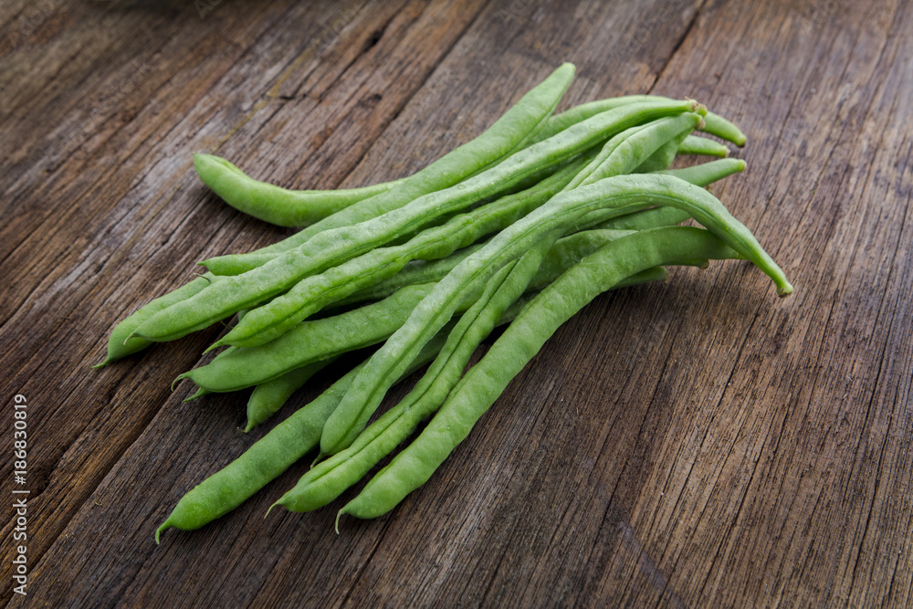 Organic Green Vegetable Cordyceps, which are vegetarian vital vitamins, beans on the wood tabletop, Organic Green Vegetable Cordyceps, which are vegetarian vital vitamins, beans on the wood tabletop,