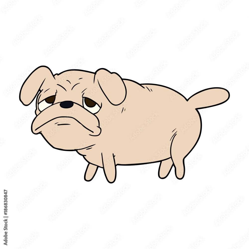 cartoon unhappy pug dog cartoon unhappy pug dog