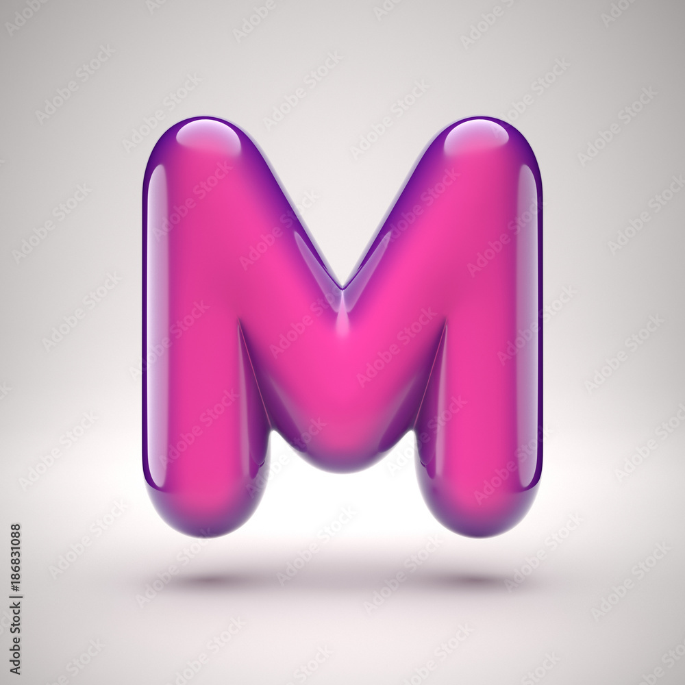 Round pink glossy font 3d rendering letter M Round pink glossy font 3d rendering letter M