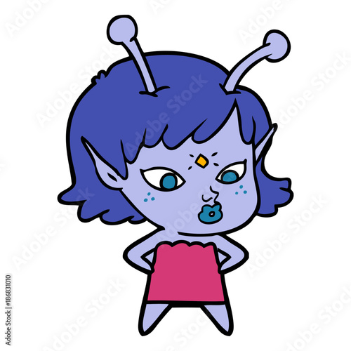pretty cartoon alien girl