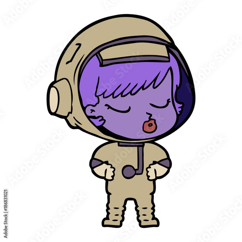 cartoon pretty astronaut girl