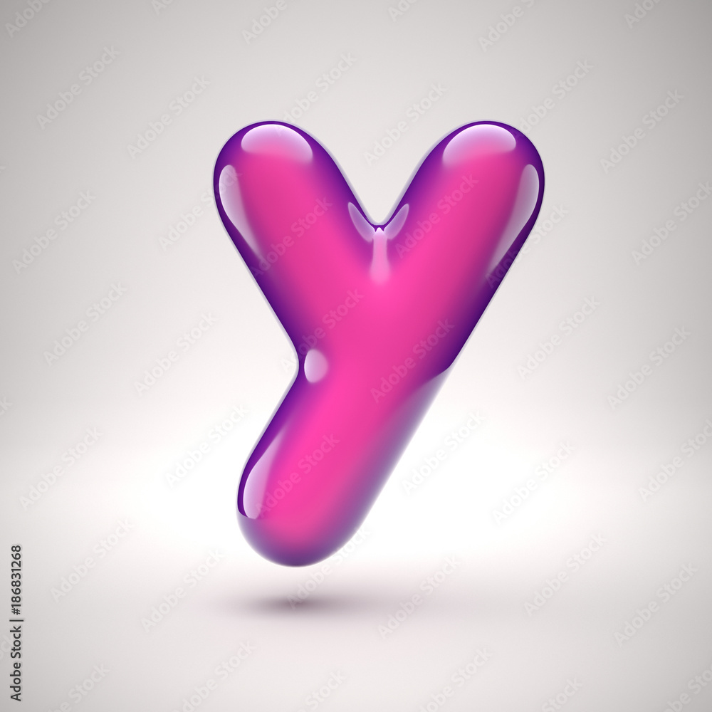 Round pink glossy font 3d rendering letter Y Round pink glossy font 3d rendering letter Y