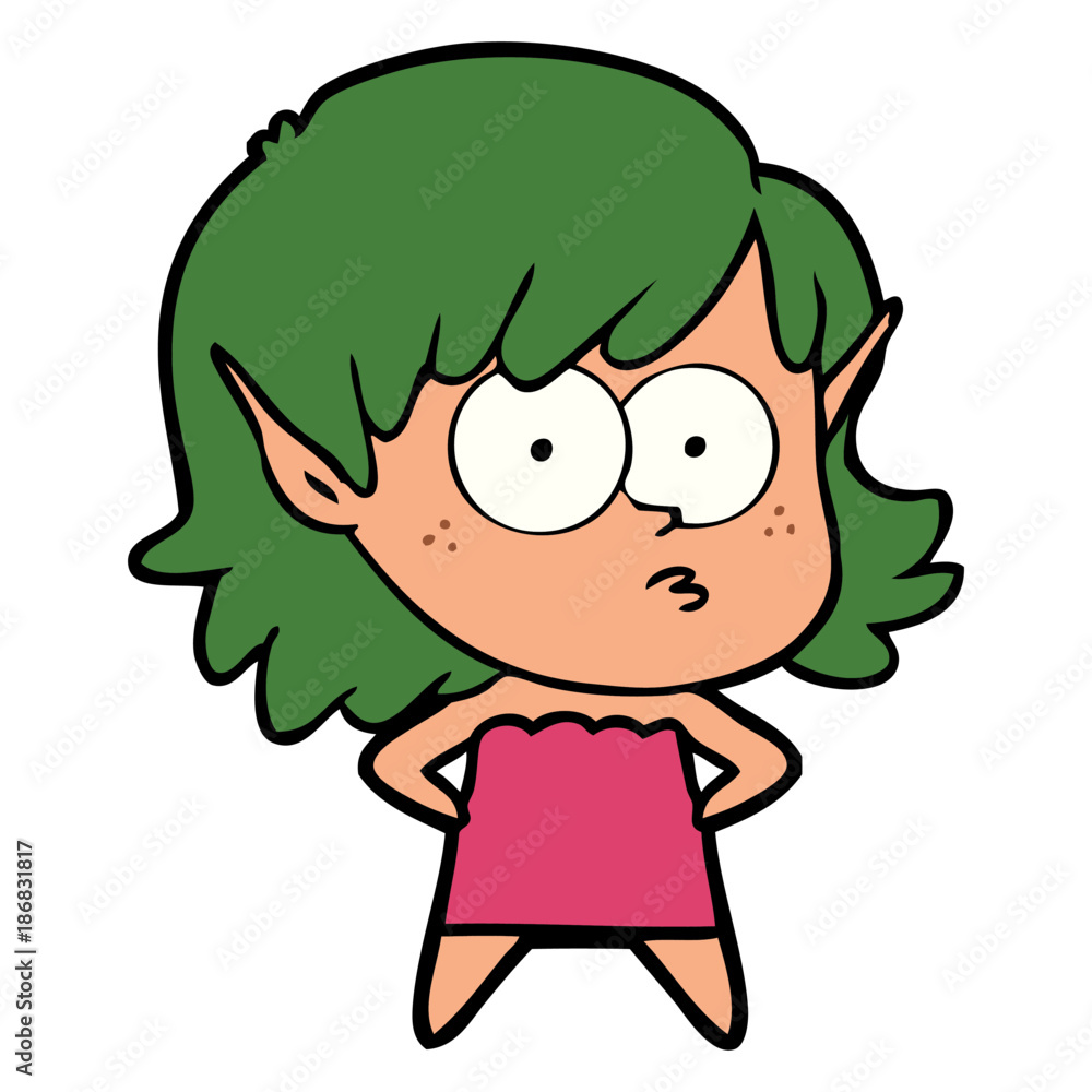 cartoon elf girl staring cartoon elf girl staring