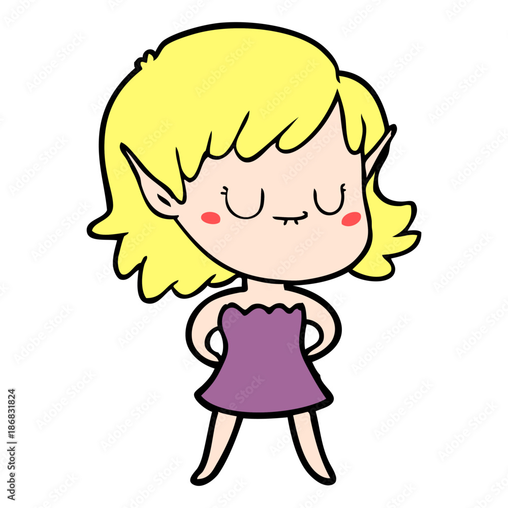 happy cartoon elf girl wearing dress happy cartoon elf girl wearing dress