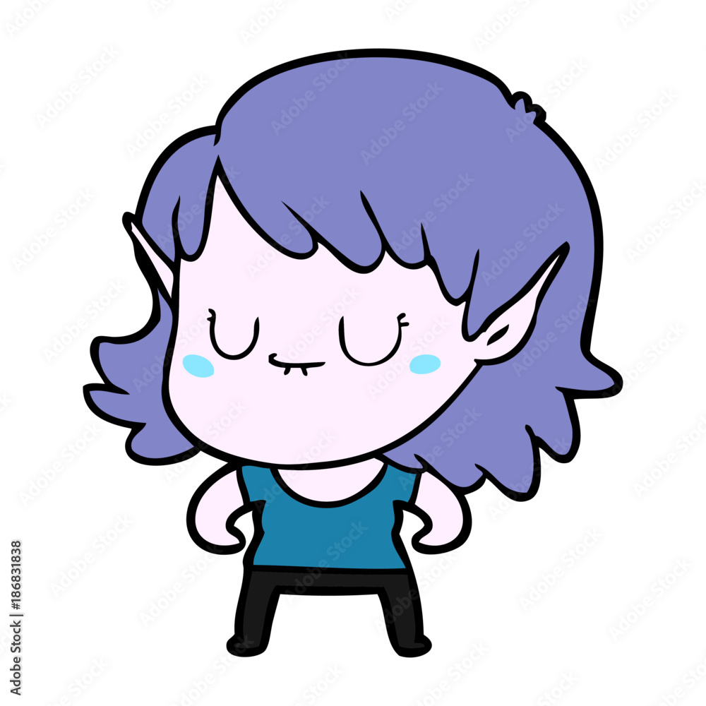 happy cartoon elf girl happy cartoon elf girl