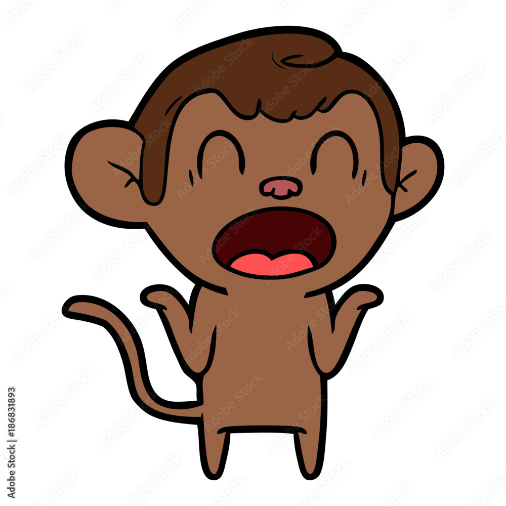 shouting cartoon monkey shrugging shoulders shouting cartoon monkey shrugging shoulders
