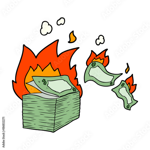 burning money cartoon