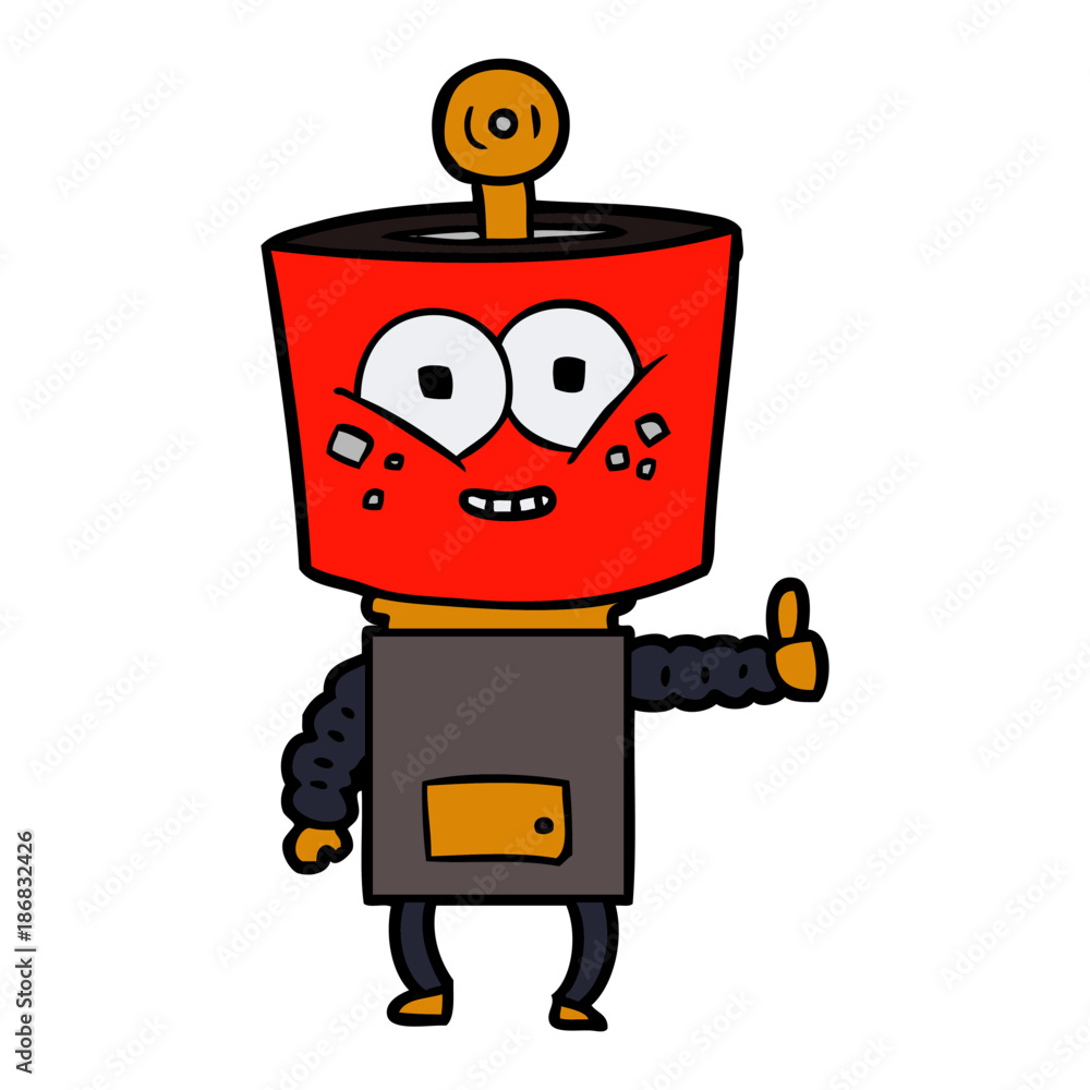 happy cartoon robot giving thumbs up happy cartoon robot giving thumbs up