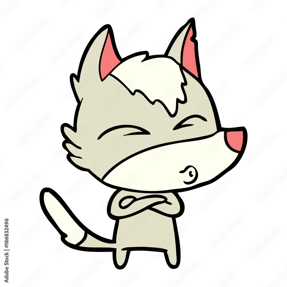 Naklejka premium cartoon wolf whistling