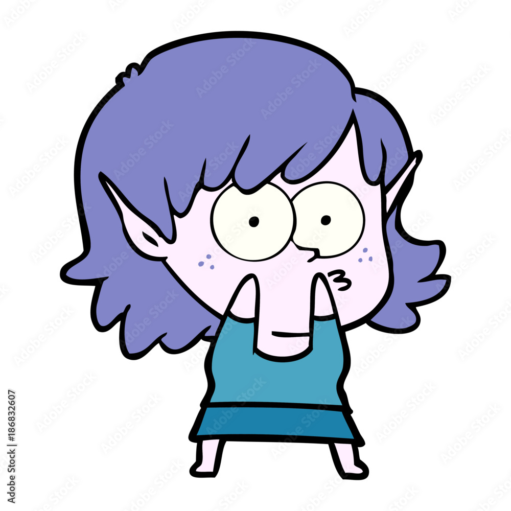 cartoon elf girl staring cartoon elf girl staring
