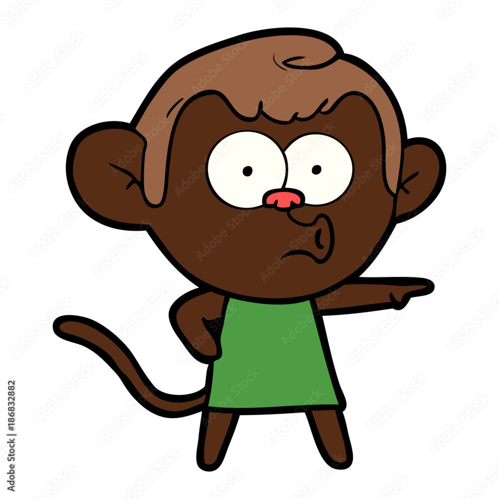 Fototapeta premium cartoon pointing monkey