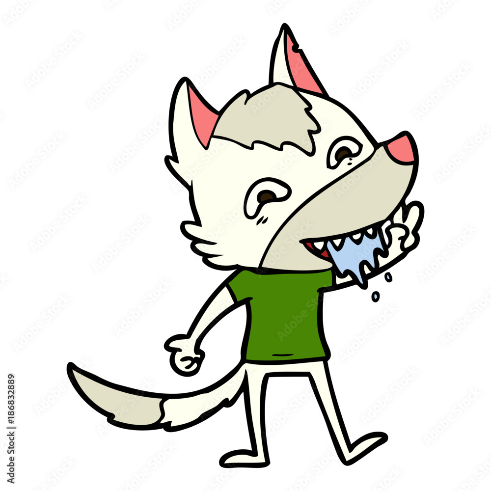 cartoon hungry wolf