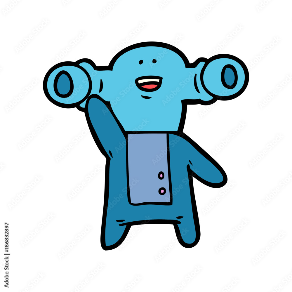 friendly cartoon alien waving friendly cartoon alien waving