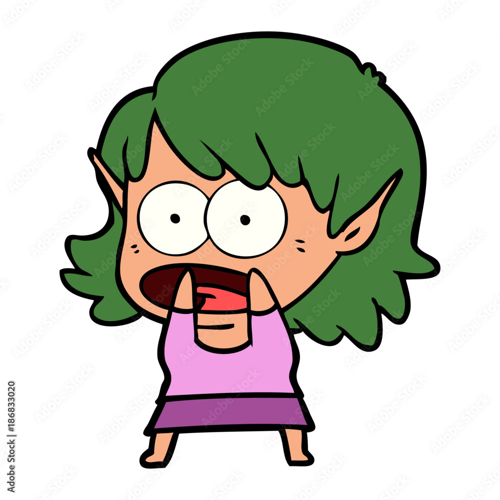 cartoon shocked elf girl