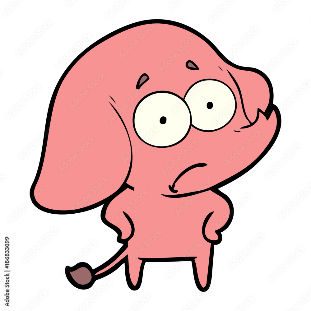 Naklejka premium cartoon unsure elephant