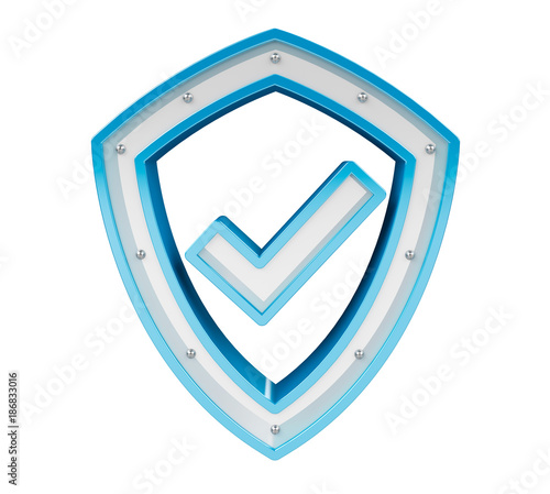 Modern digital data shield antivirus 3D rendering