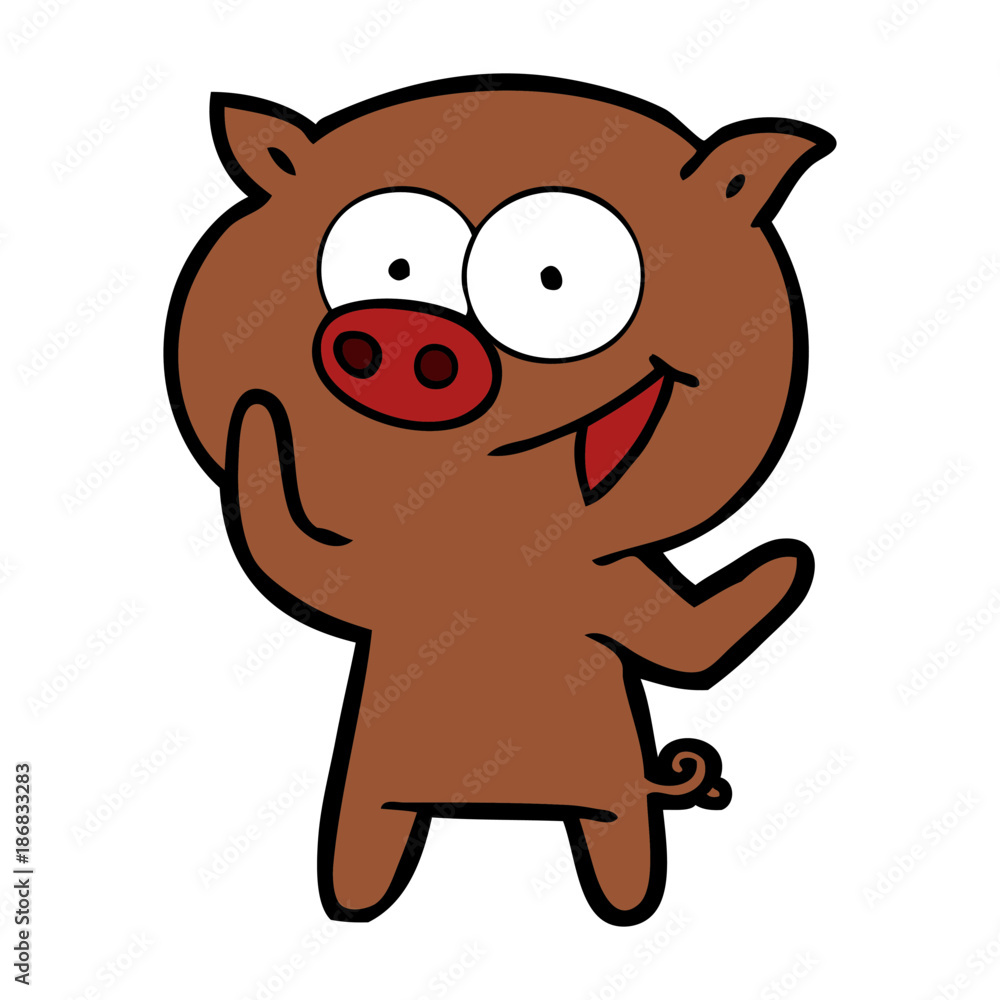 cheerful pig cartoon