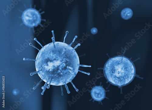 Virus, influenza, vista di un virus al microscopio, malattia infettiva photo
